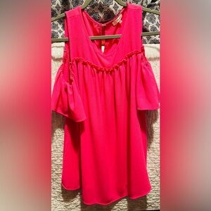 ANDREE BY UNIT Bright Pink Off-Shoulder Blouse